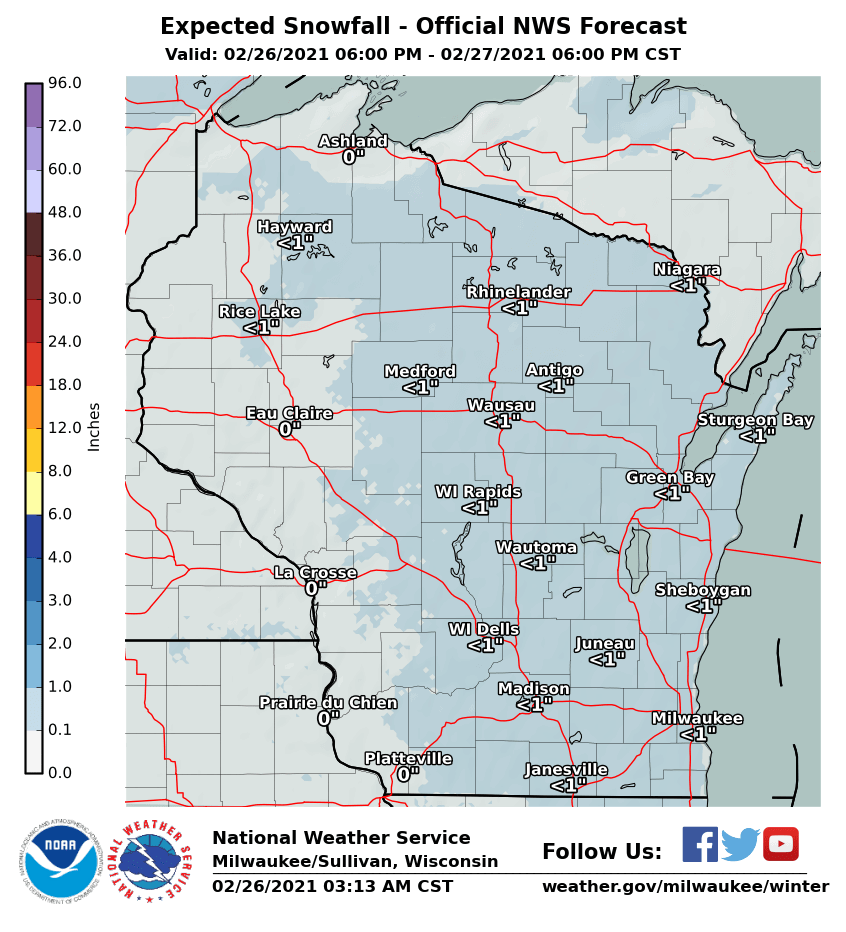 Snow potential Fri night-Sat by National Weather Service